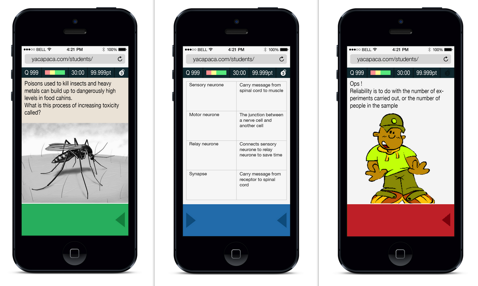 Mobile quiz design mockups