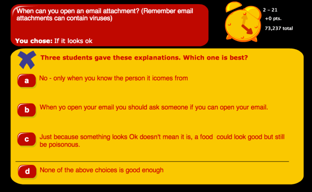 Option C is a dilly. Does the student who wrote that even realise they are using metaphor? So many possibilities here to take e-safety way beyond a set of commandments to be rote-learned and subsequently ignored.